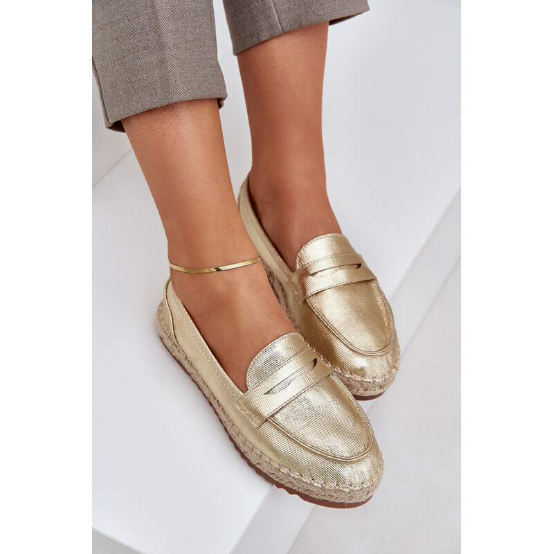 Boto PH2 Dámske espadrilky s jutovým pletením na ploché podrážke zlaté 64672059
