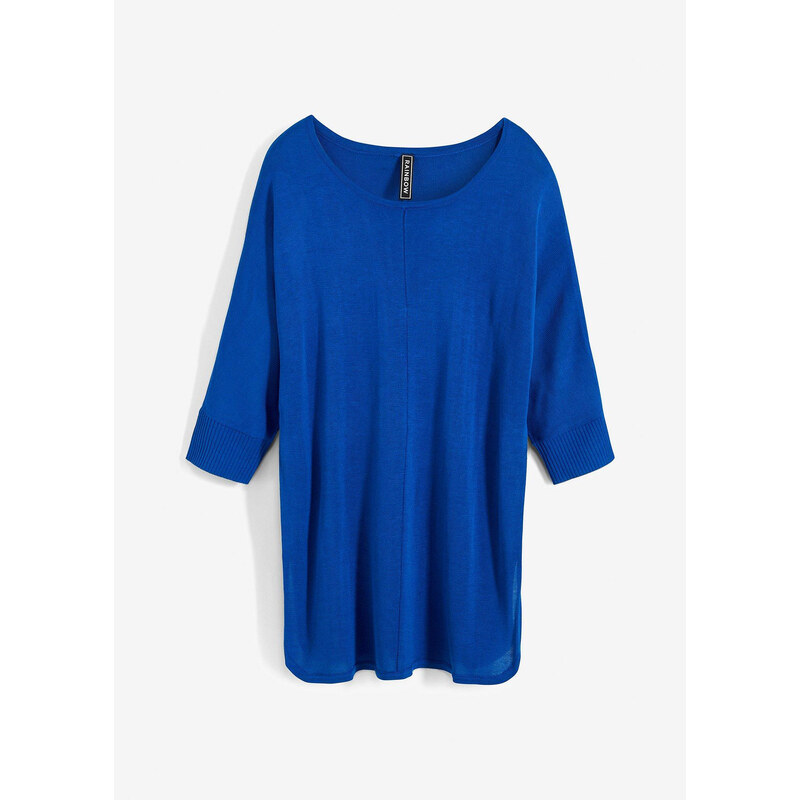 bonprix Jemne pletený pulóver, 3/4 rukáv, farba modrá 47973007