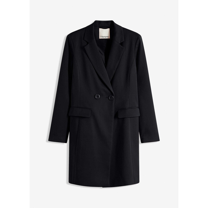 bonprix Dlhý blejzer s výstrihom do V, dlhý rukáv, farba čierna 62198391
