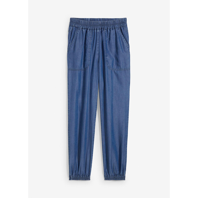 bonprix Nohavice bez zapínania z padavého lyocellu, farba modrá 62198480