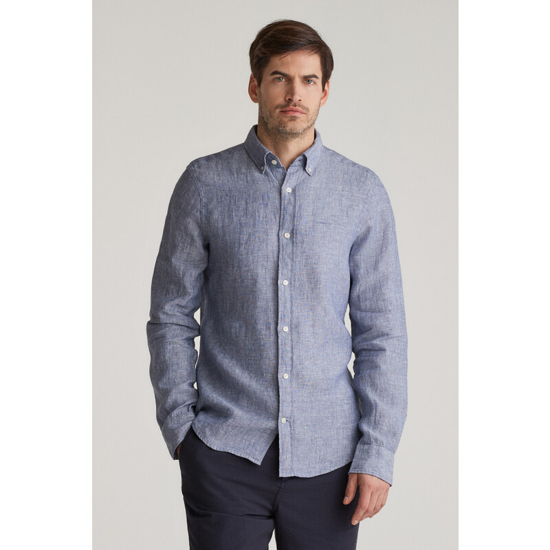 KOŠEĽA GANT SLIM LINEN SHIRT DUSTY NAVY 62201171