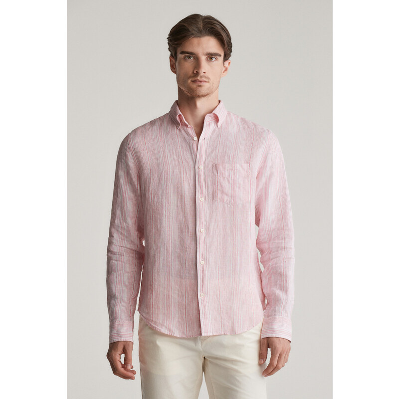 KOŠEĽA GANT REG LINEN STRIPE SHIRT GERANIUM PINK 62201166