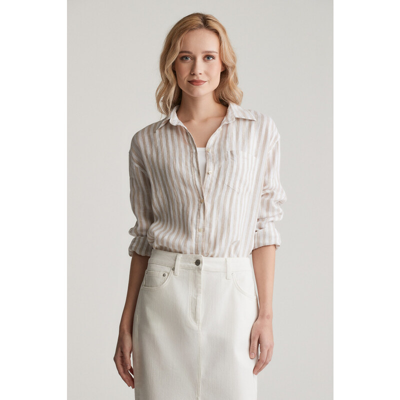 KOŠEĽA GANT REL STRIPED LINEN SHIRT DRY SAND 62201190