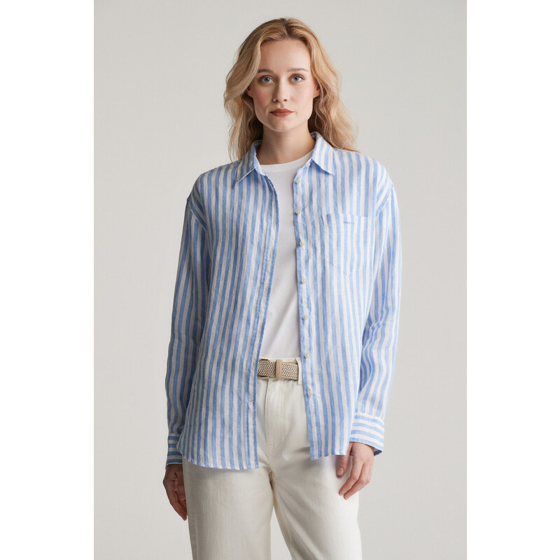 KOŠEĽA GANT REL STRIPED LINEN SHIRT PERFECT BLUE 62201192