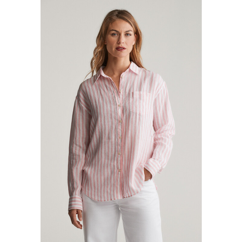 KOŠEĽA GANT REL STRIPED LINEN SHIRT GERANIUM PINK 62201191
