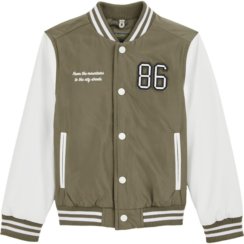 WE Fashion Prechodná bunda olivová / čierna / biela 62464150