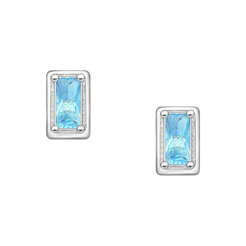 Strieborné náušnice Cyra SVETLO MODRÉ 62039976