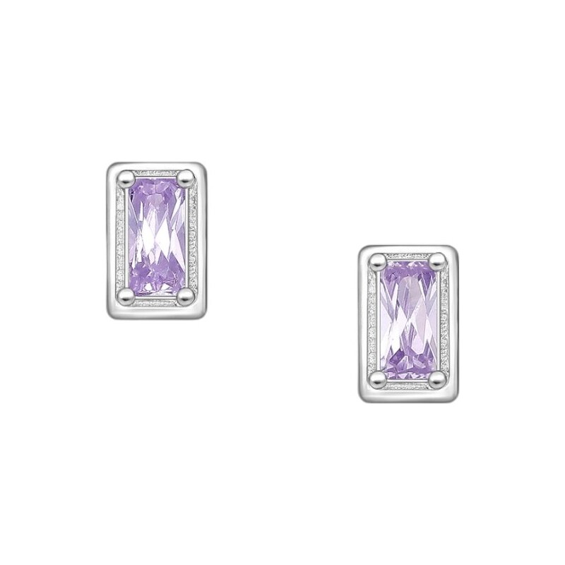 Strieborné náušnice Cyra SVETLO FIALOVÉ 62039970