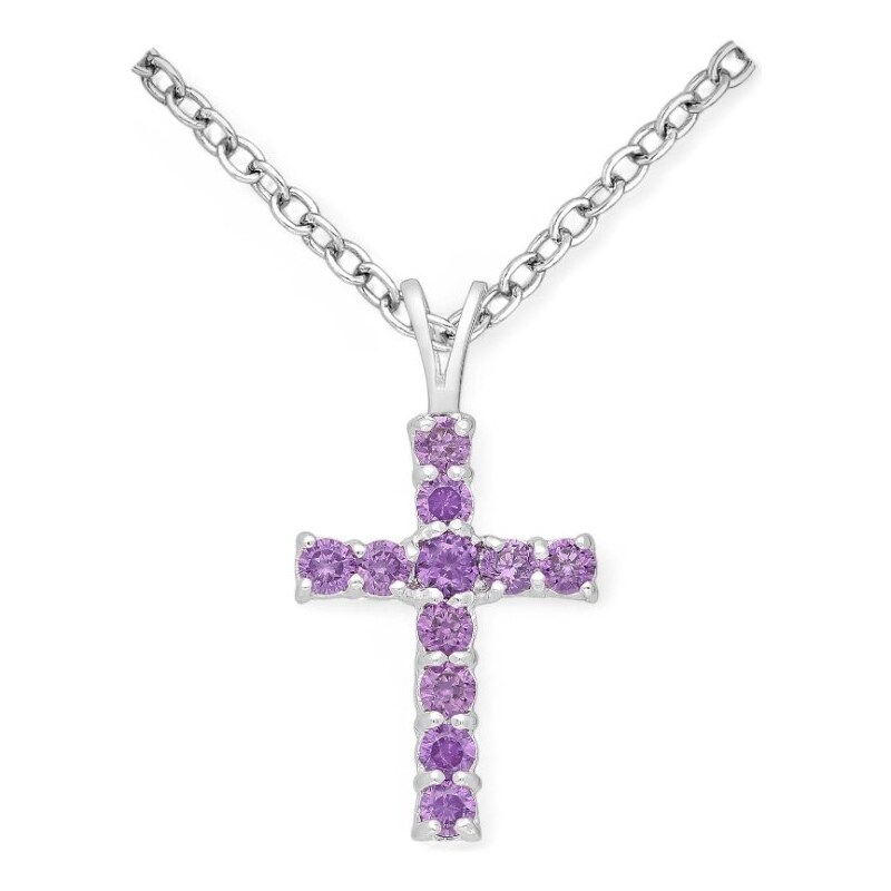 Strieborný prívesok Cross FIALOVÝ 62040057