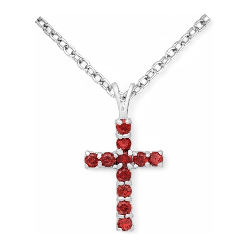 Strieborný prívesok Cross ČERVENÝ 62040058