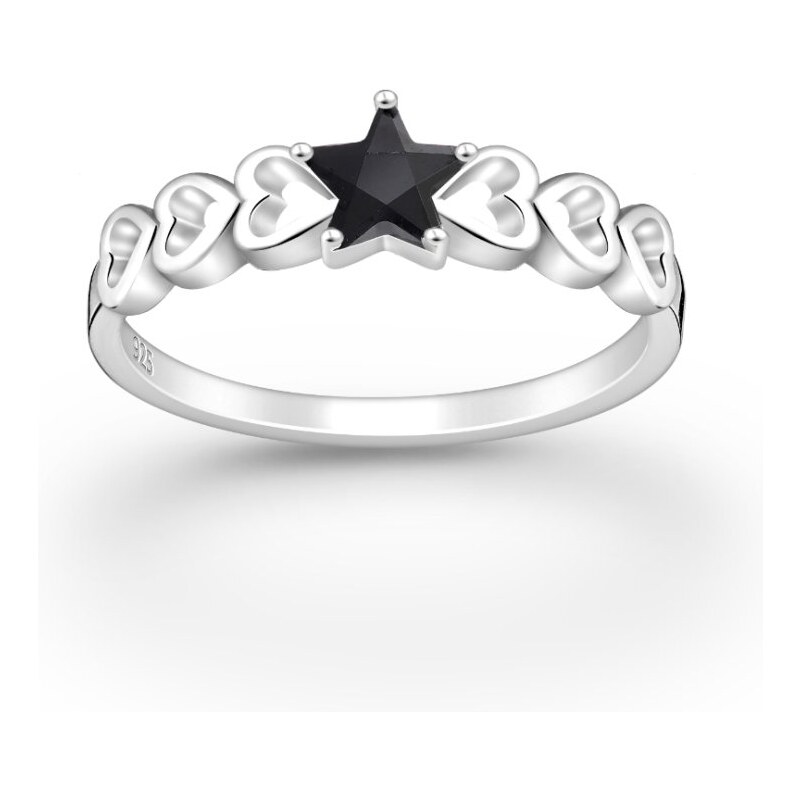 Strieborný prsteň Star ČIERNY 62040180