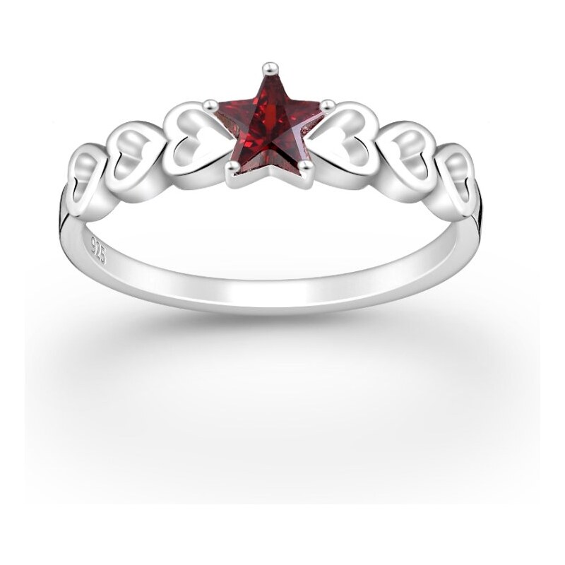 Strieborný prsteň Star ČERVENÝ 62040181