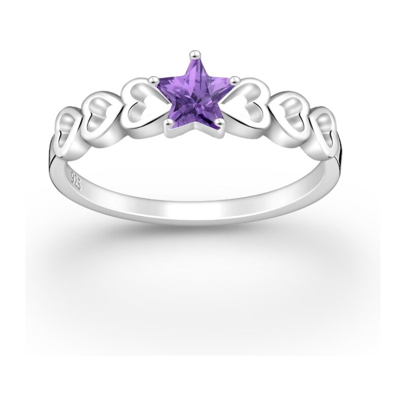 Strieborný prsteň Star FIALOVÝ 62040182