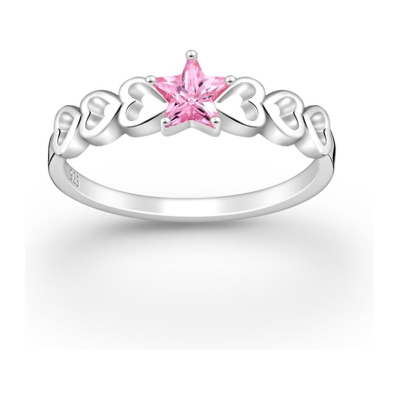 Strieborný prsteň Star RUŽOVÝ 62040184