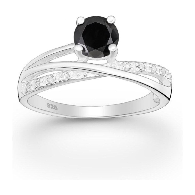 Strieborný prsteň Ruby ČIERNY 62040171