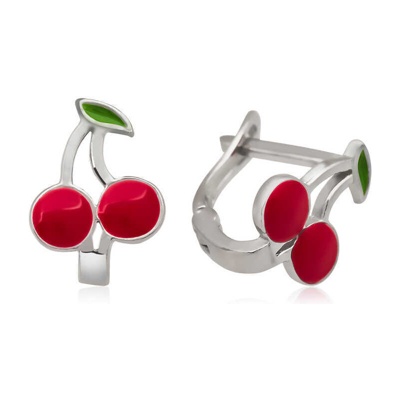 Strieborné detské náušnice Čerešne 62068355