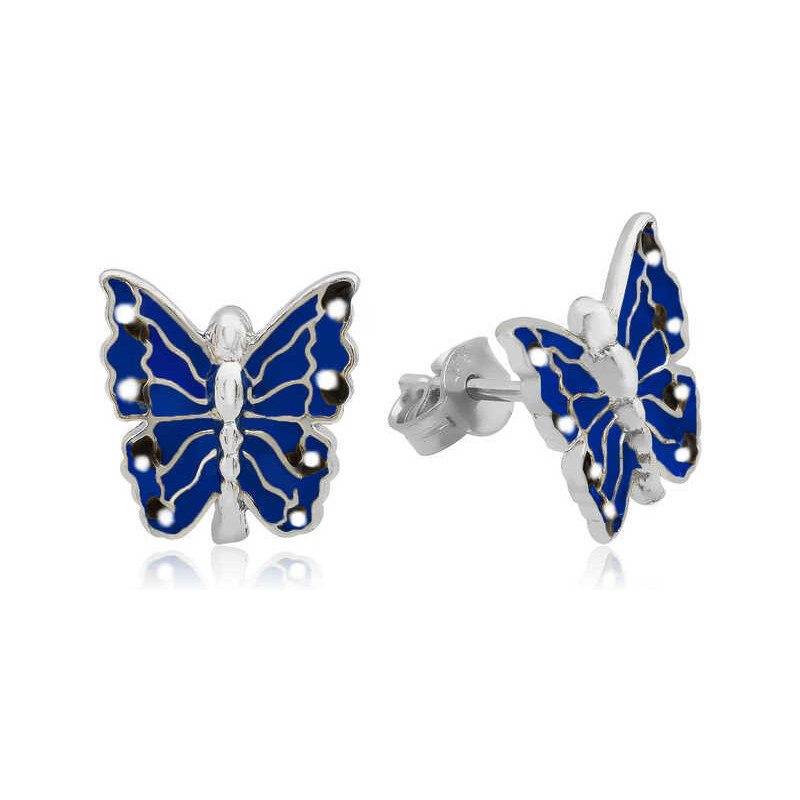 Strieborné detské náušnice Butterfly MODRÉ 62068343