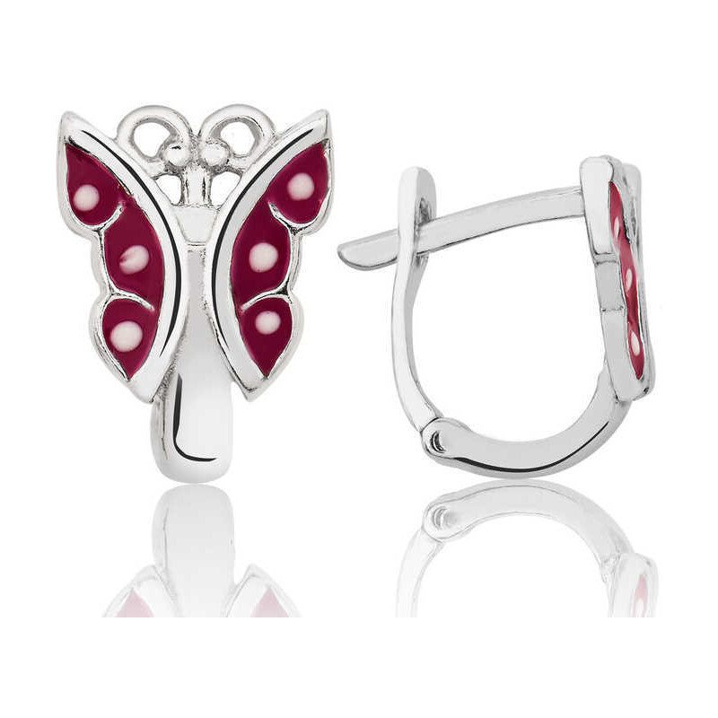 Strieborné detské náušnice Butterfly ČERVENÉ 62068346