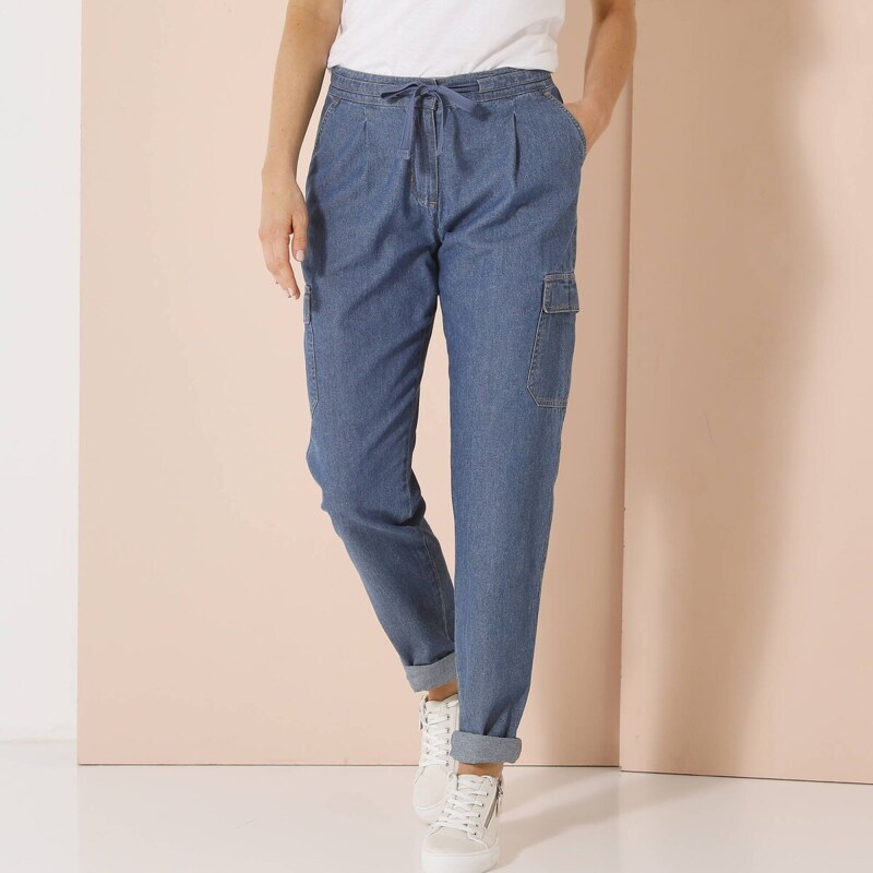 Denimové cargo nohavice modrá 036 Blancheporte 62211611