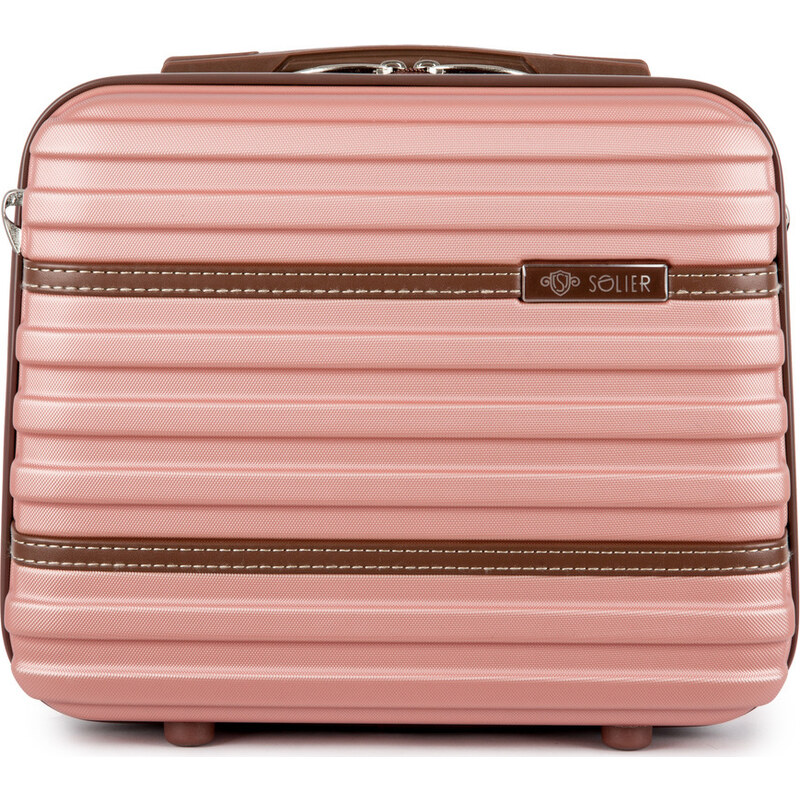 BASIC Solier Ružový cestovný kozmetický kufor STRIPE S16 (KUFEREK 44563951