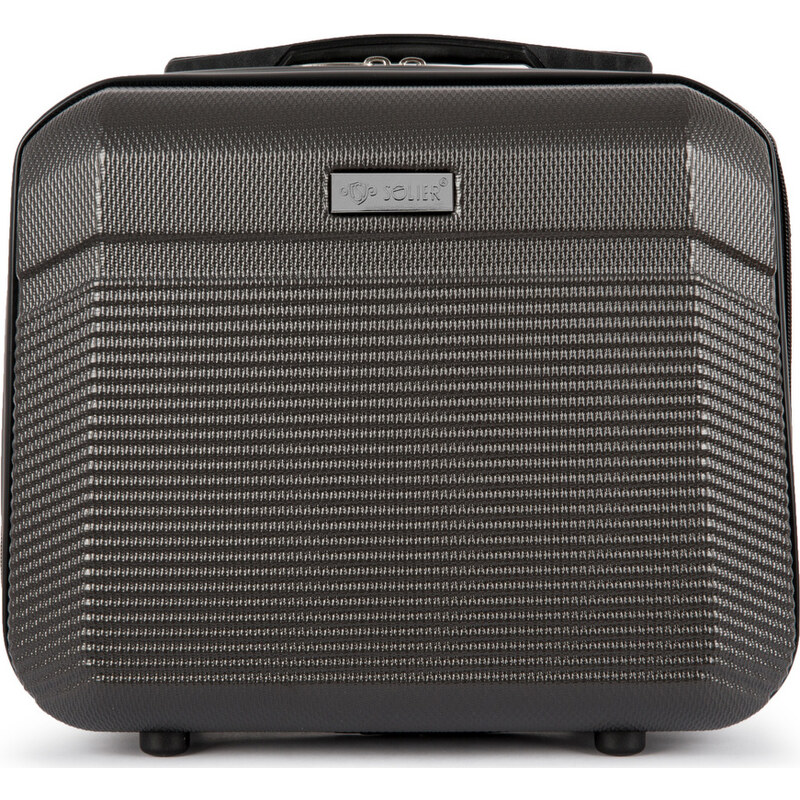 BASIC Solier Tmavosivý cestovný kozmetický kufor ELEGANT S16 (KUFEREK 44563967