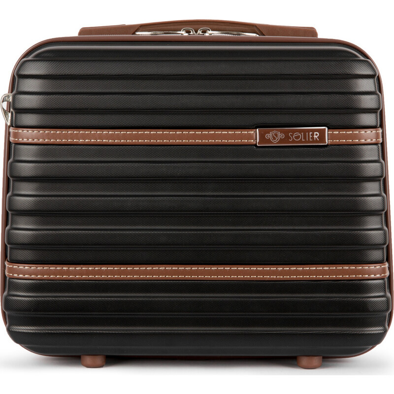 BASIC SOLIER Čierny cestovný kozmetický kufor STRIPE S16 (KUFEREK 44563949