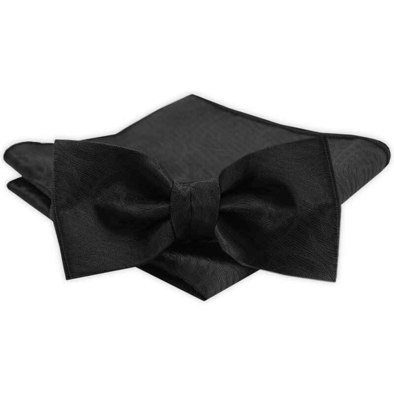 Štýlový čierny vzorovaný pánsky motýlik 62353552