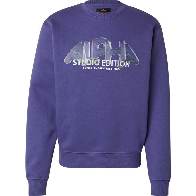 ALPHA INDUSTRIES Mikina Studio Edition Vibe tmavofialová / biela 62226086