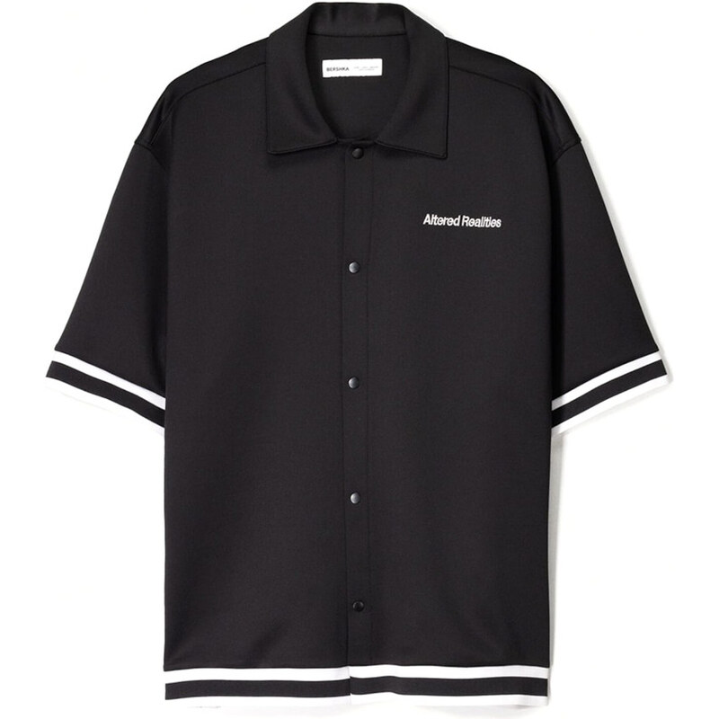 Bershka Košeľa čierna / biela 63158893