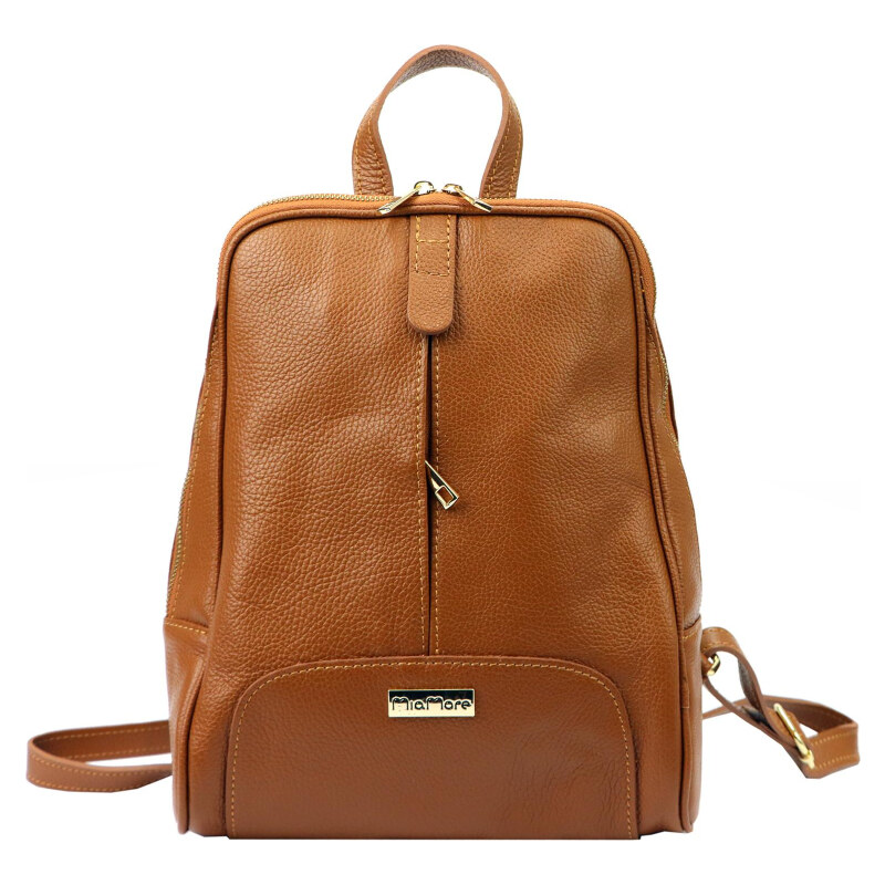 Dámsky kožený batoh MiaMore hnedý (KZ48678) 9,5l 62230963