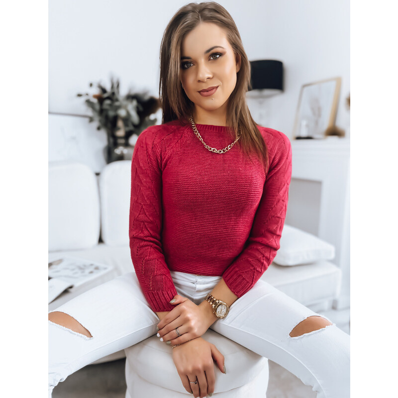 BASIC Tmavoružový pletený sveter MIGOTKA MY1759 36735263