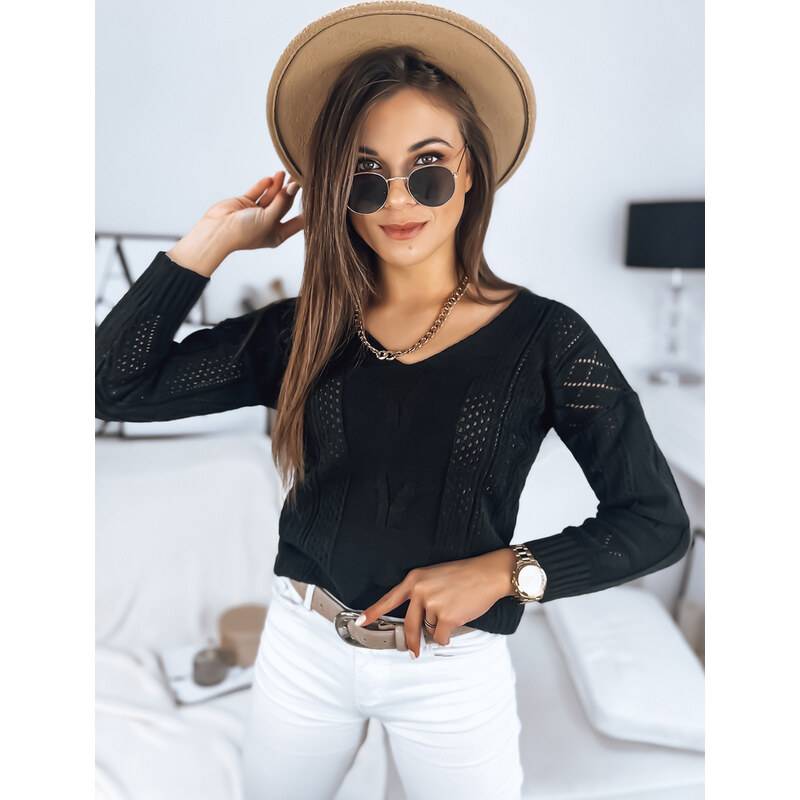 BASIC Čierny pletený sveter DARIA MY1722 37710676