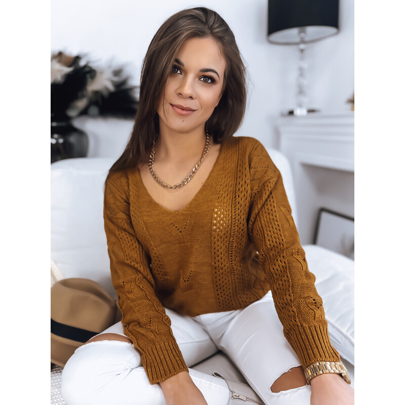 BASIC Horčicový pletený sveter DARIA MY1727 37710681