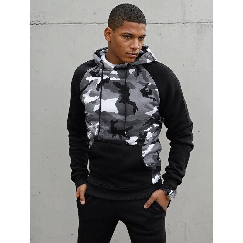 BASIC Sivo-čierna mikina s camo vzorom BX5487 36875231