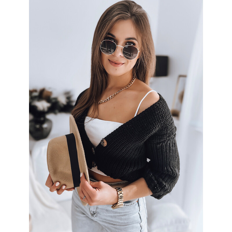 BASIC Čierny krátky sveter na gombíky NUTI MY1676 36875261