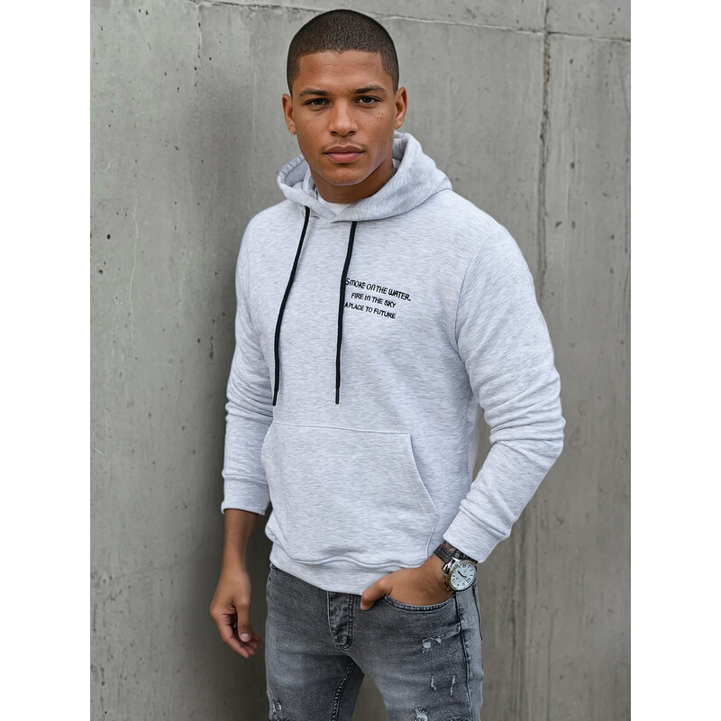 BASIC Svetlosivá mikina s potlačou na hrudi BX5462 37113376