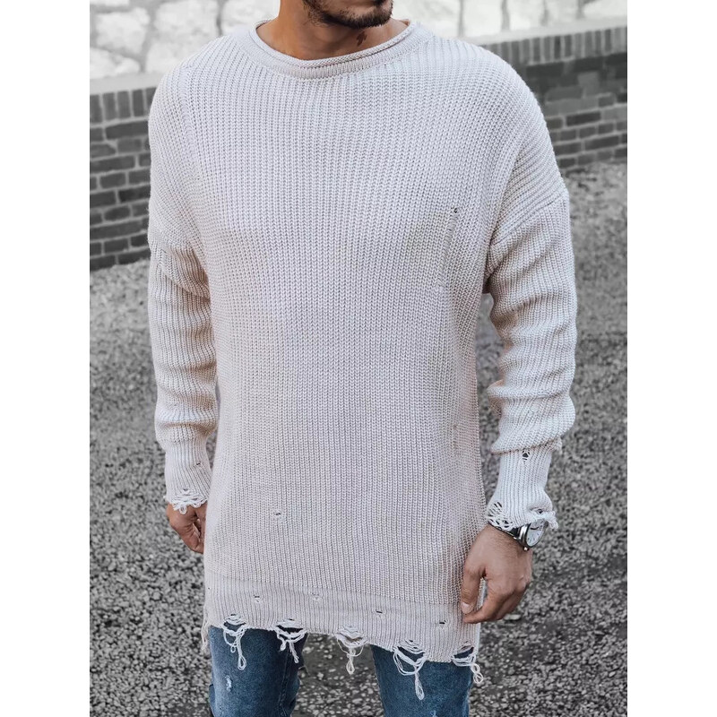 BASIC Béžový dlhý sveter WX1965 36875248