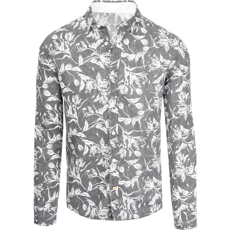 BASIC Sivá vzorovaná košeľa DX2262 39242564