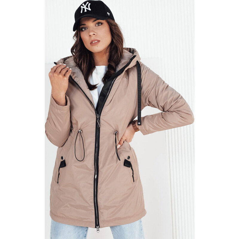 BASIC Tmavobéžová dlhšia parka GROLIN TY4173 49358364