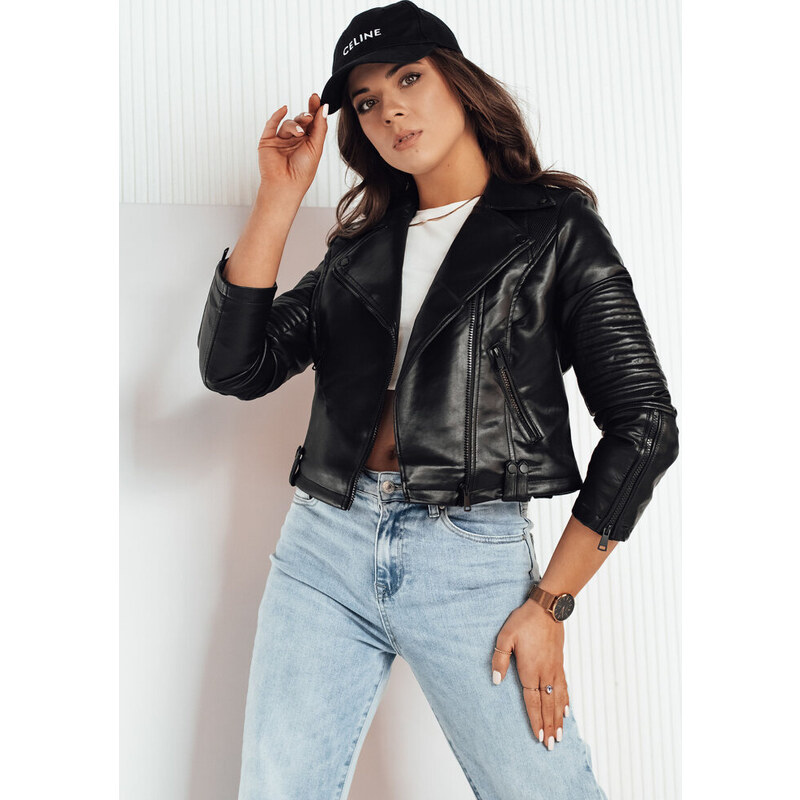 BASIC Čierna koženková krátka bunda NEGRA TY4163 49386121