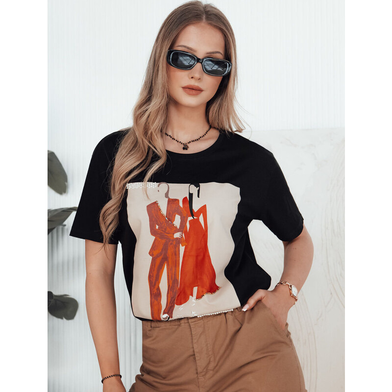 BASIC Čierne tričko s potlačou COMDI RY2583 52672777