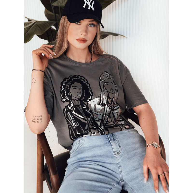 BASIC Tmavosivé tričko s potlačou COMIS RY2607 52672791