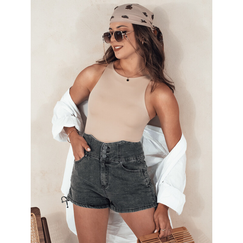 BASIC Čierne džínsové kraťase s vysokým pásom JEANLOVE SY0377 52672928