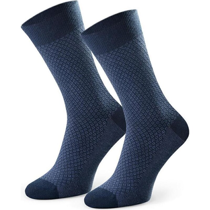 BASIC Tmavomodré pánske vysoké ponožky Art.011 ED001, NAVY BLUE 62231540