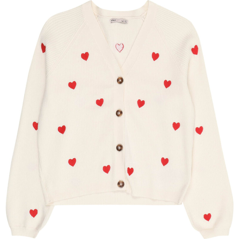 ONLY GIRLS Kardigán KOGDana krémová / červená 66139335