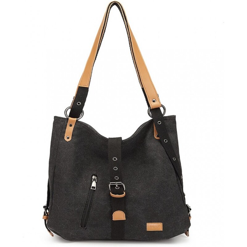 KONO Kabelka nositeľná ako batoh, veľká, látková, čierna 62244779