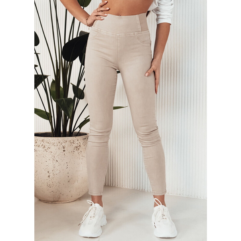BASIC Béžové džínsové nohavice s gumou v páse ALTET UY1904 49417346