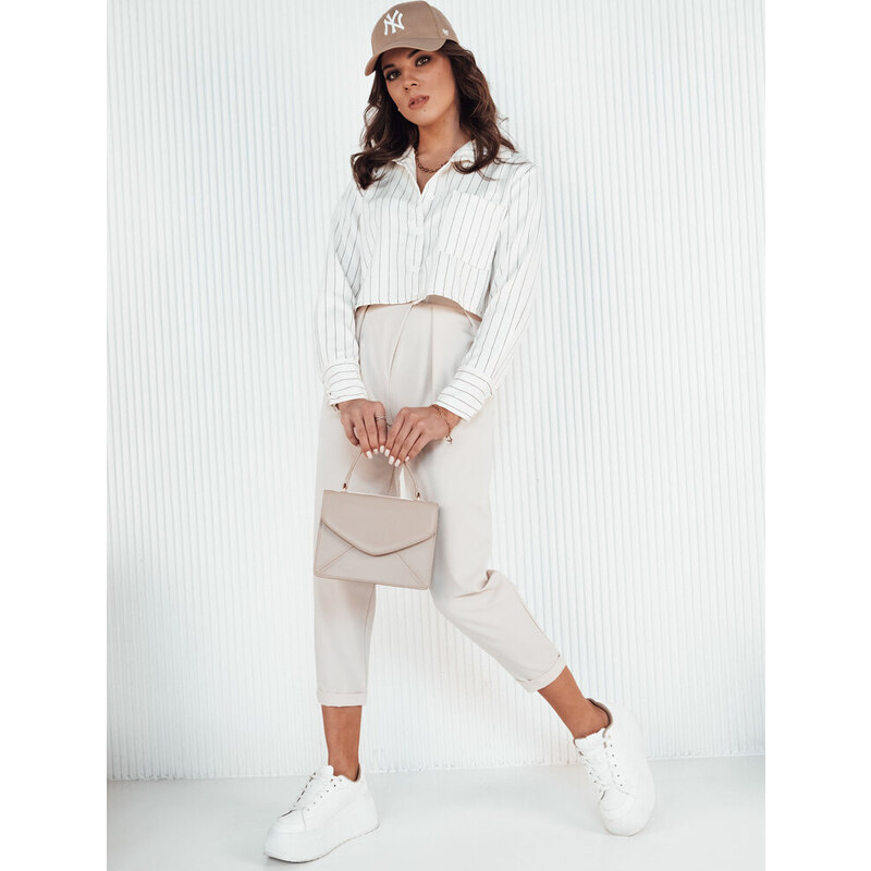 BASIC Béžové nohavice s vysokým pásom BAFROT UY1889 49401417