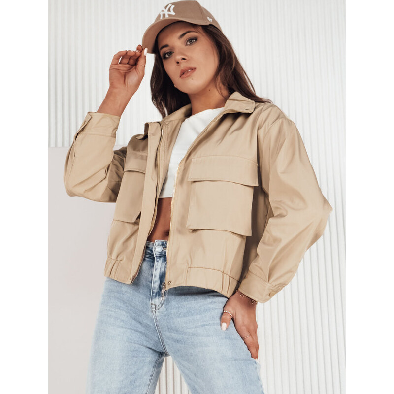 BASIC Béžová prechodná krátka bunda s vreckami ISTAN TY4184 49386135