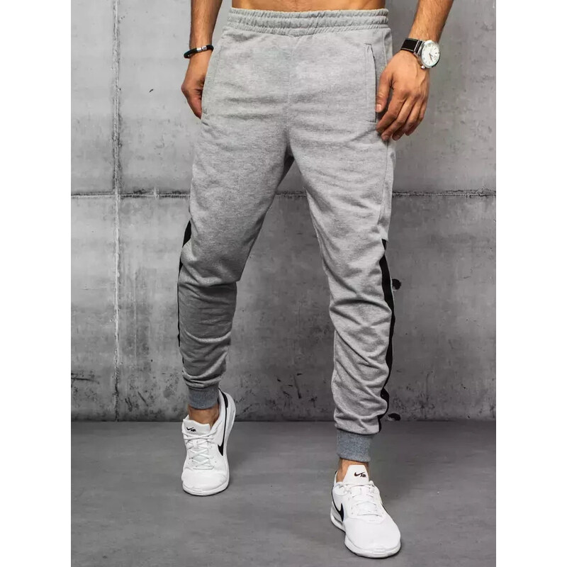 BASIC Svetlo šedé tepláky s pruhmi UX3236 24514049